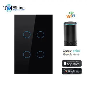 Ons Au Glas Panel Tuya App 4 Gang 2 Way Wifi Schakelaar Voor Werkt Met Amazon Alexa En Google Thuis voor Voice Control