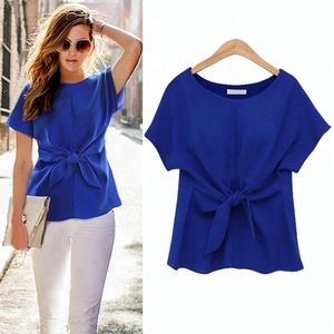 Mode femmes En Mousseline De Soie Lâche Tops Chemise À Manches Courtes Chemisier Décontracté - Product Image 3