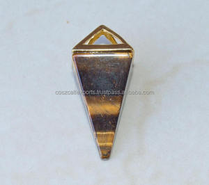 Bijoux pendentifs pyramides œil de tigre pour enfants en acier inoxydable avec réglage de lunette - Product Image 2