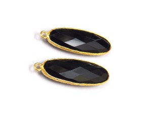 ทำด้วยมือสีดำพลอยนิลที่มีการชุบทองรูปไข่เหลี่ยมเพชรพลอยสำหรับทำเครื่องประดับทำของขวัญให้กับเธอ - Product Image 6