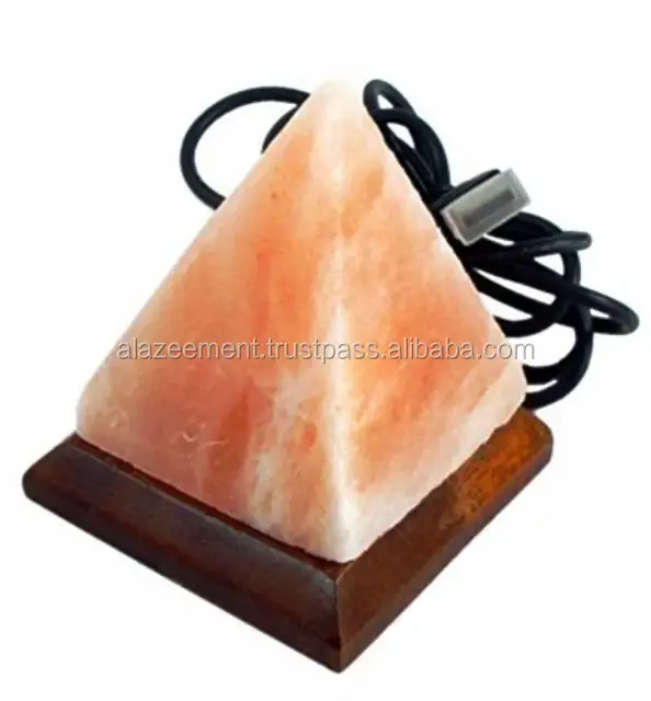 Rock Salt Lamp Himalayan USB Pyramid Crystal Al Azeem All Occasion USB - 04 Carved Asia Antique Crafted Pakistan