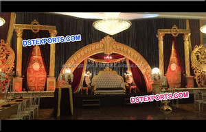 Escenario de Manavarai de lujo para boda india, decoración tradicional de escenario, fabricante de escenarios de estilo indio del Sur - Product Image 4