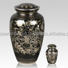 Urna de cremación para adultos con hojas de latón negro de estilo americano Brassworld India's Wooden-Metal Keepsake Funeral Supplies - Product Image 5