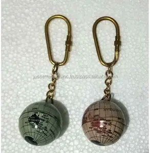 Metalen Sleutelhanger Ring Globe Design Met Grijze Poedercoating Afwerking Ronde Vorm Premium Kwaliteit Voor Organisatie Set Van Twee