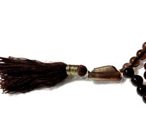 Debe comprar 8 mm cuarzo ahumado 108 anudado Mala Beads personalizable religioso Yoga joyería Collar para regalos - Product Image 3