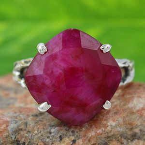 クラシックプレシャスナチュラルルビーファンシープロングセッティングストーン925スターリングシルバーリング結婚式の婚約手作り卸売ジュエリー - Product Image 2
