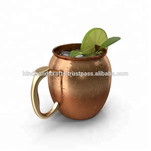 16 Oz 100% Copper Hammered Barrel Mule <b>Mug</b> with Handle Different Modern Design New Shape Copper <b>Mugs</b> Drinkware Tabletop - Product Image 4