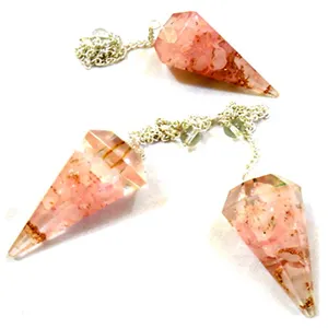 Pingentes de quartzo rosa para orgone, produto orgone da índia em cristal para cura e cura de cristal