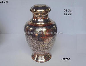 Esmalte de alta calidad pintado con tarro de urna de grabado de Rosa en latón fundido, tarro de urna de Metal de latón, Color esmaltado - Product Image 3