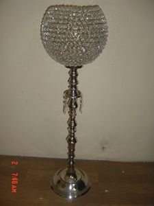 Bougeoir en métal argenté et cristal Boule de fleurs pour la maison et le mariage Décoration de table Centre de table Bougeoir - Product Image 3