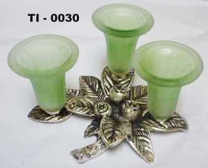 Candelabro de hoja de vidrio de latón hecho a mano estilo Ins para bodas ocasiones especiales otros candelabros linternas tarros de velas - Product Image 2