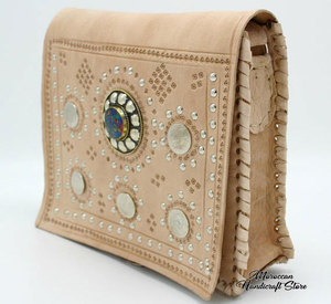 กระเป๋าถือ2019สไตล์โบฮีเมียนกระเป๋าถือแฟชั่นสไตล์โมร็อกโกกระเป๋าสะพายไหล่หนังแท้มีลวดลายเรขาคณิตและหิน - Product Image 2