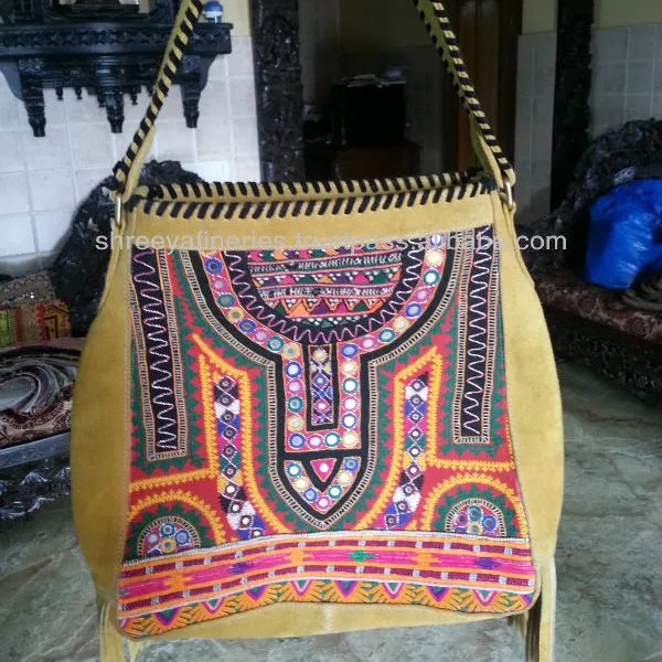 Banjara TRIBAL VINTAGE bolso monedero bolso hecho a mano con cuero