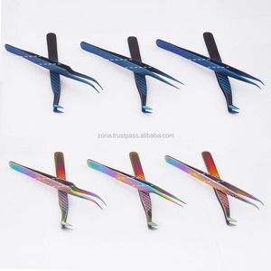 Pince à cils de volume de poignée de diamant de haute qualité pince à épiler de faux cils à prise facile pince à cils droite en acier inoxydable - Product Image 2