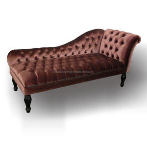 Chaise longue en acajou d'Indonésie - Chaise longue rouge vin, mobilier classique en acajou pour salon - Product Image 3