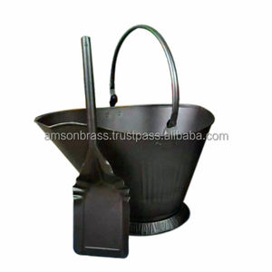 Seau à charbon massif en métal noir fabriqué à la main accessoires de cheminée seau à charbon en métal noir seau à charbon en cendre - Product Image 4