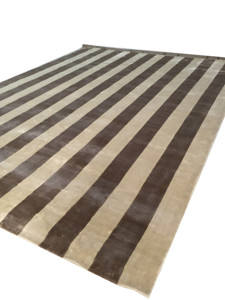 Tapis moderne carré Visesa à poils moyens rayés en laine tuftée à la main antidérapant pour salon, chambre à coucher, hôtel et décoration intérieure - Product Image 5