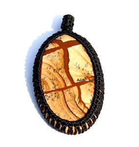 Imagen Natural jaspe cabujón ovalado macramé cordón envoltura colgante cristal curación piedras Piedras Naturales - Product Image 4
