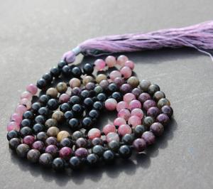 Collier Mala noué en perles lisses de tourmaline naturelle 108 de 6 mm, style bohème, pierre de cristal de guérison certifiée par un tiers, cadeau - Product Image 2