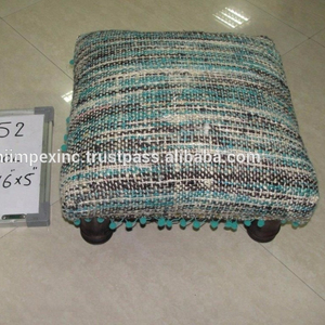 Artisan Wooden Upholstered Footstool Modern Designer Accent <b>Stool</b> Wholesale Wooden Furniture Upholstered Contemporary Furniture - Product Image 2