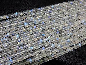 Venta al por mayor Natural Blue-Fire Rainbow Moonstone Beads Loose Faceted Rondelle Stone Unique Natural Stone Beads - Product Image 1