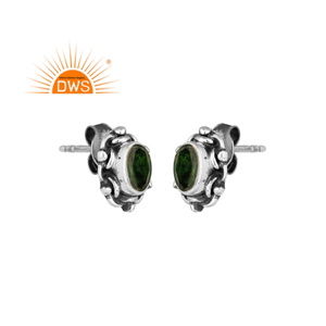 Pendientes de piedras preciosas de diópsido de cromo Pendientes de diseño de plata oxidada Fabricante de joyas - Product Image 2