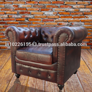 Sofá Industrial de cuero, mueble de bañera, Estilo Vintage - Product Image 1