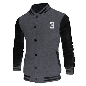 Chaqueta de cuero con deportes de manga chaqueta de béisbol de los hombres chaqueta al por mayor bordado - Product Image 3