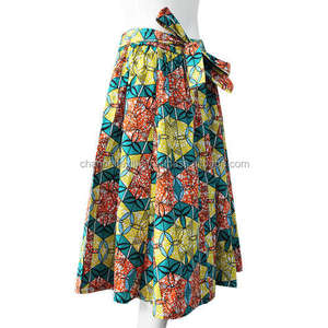 แอฟริกันเคนเต้ผ้าฝ้ายพิมพ์ลายขี้ผึ้งเข็มขัดกระโปรงแม็กซี่วินเทจผู้หญิงแอฟริกันฮิปปี้เอวสูงเล่นสเก็ตชุดกระโปรงสั้นจีบบาน - Product Image 5