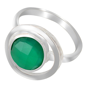 Anillo de Plata de Ley 925 unisex con hermosa piedra preciosa de ónix verde Ajuste de bisel de moda para bodas y fiestas - Product Image 4