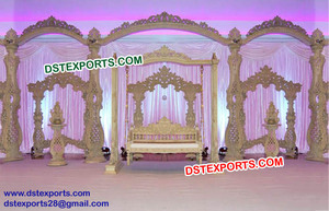 การตกแต่งเวทีการต้อนรับที่สวยงามการตกแต่งเวทีงานแต่งงานของชาวมราฐีเวทีแต่งงานราชสถาน - Product Image 6