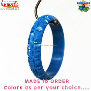 กำไลข้อมือแกะสลักเรซิ่นเบ็กไลท์สไตล์วินเทจดีไซน์ Sparke สีน้ำเงิน - Product Image 2