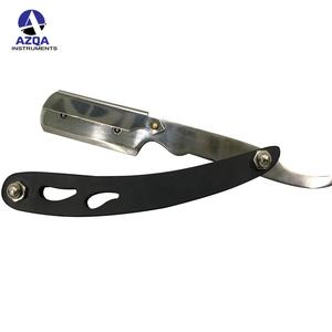 มีดโกนหนวดสำหรับร้านตัดผมชายสีดำพับได้ใบมีดสแตนเลสขอบตรงคมสำหรับร้านเสริมสวยและใช้งานส่วนตัว - Product Image 2