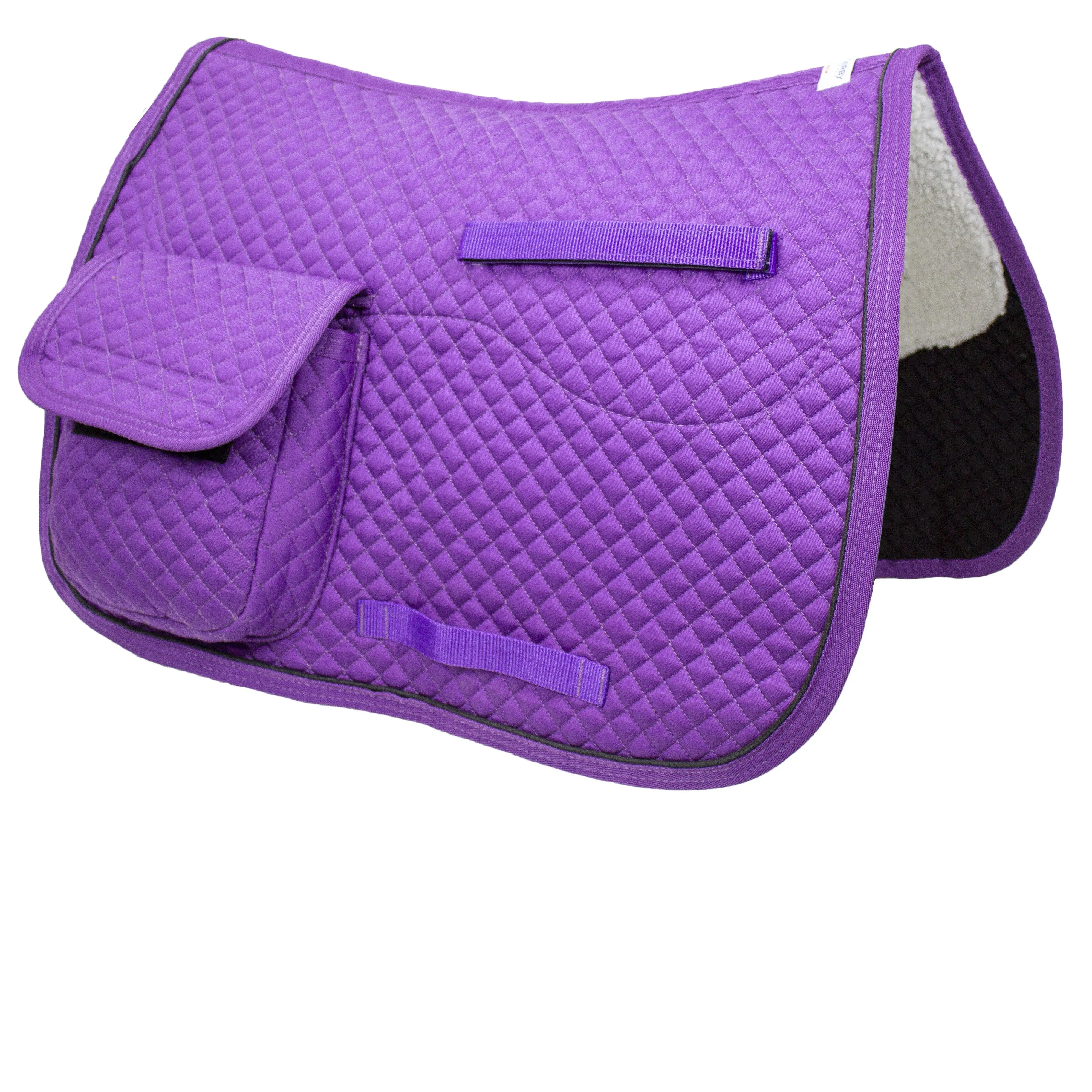 English Equestrian Multi Color Poly-Cotton Material Fabric Padded Horse Saddle Pad With Pockets