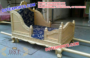 Nouveau paon de mariée mariage Doli mariage en bois sculpté cygne Palki mariage indien élégant Doli tendance doré Doli entrée accessoire - Product Image 4