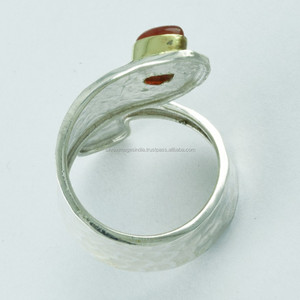 Anillo de Plata de Ley 925 con piedra cornalina de dos tonos de diseñador, piedra preciosa hecha a mano, boda y fiesta, aniversario - Product Image 4