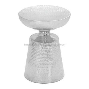 Hammered Drum Table Antique Finished Metal Aluminium Drum <b>Coffee</b> Table Hammered <b>Mushroom</b> Design Luxury Side Table - Product Image 3