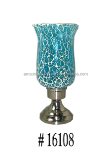 Bougeoir à fond rond en aluminium en verre coloré - Product Image 6