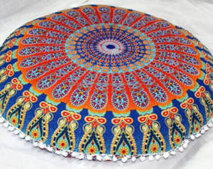 Grand rond Tribal psychédélique Mandala méditation oreillers de sol tapisserie indienne bohème Pouf jeter Boho housse de coussin de sol - Product Image 6