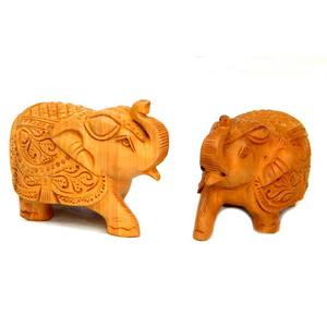 Figuritas de elefante indio artesanales de madera para decoración del hogar tronco de madera tallada - Product Image 1