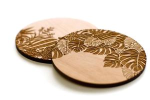 Posavasos de Madera Tallada de Estilo Europeo de la Mejor Calidad de 2018, con Grabado Láser, Ecológicos, con Diseño de Flores, para Uso en Mesa del Hogar - Product Image 2