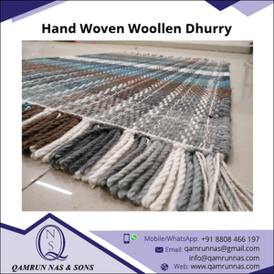 Tapis de sol Dhurry en coton personnalisés, design moderne, tissés à la main, antidérapants, adaptés aux animaux domestiques, ensembles pour salon, usage domestique hivernal, 100 % pure laine - Product Image 3