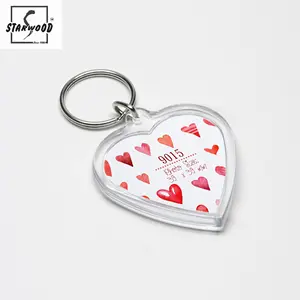 AmazonベストセラーSTARWOOD #9015 39 × 39ミリメートルHeart Acrylic Photo Keychainキーfobプロモーションキーホルダー