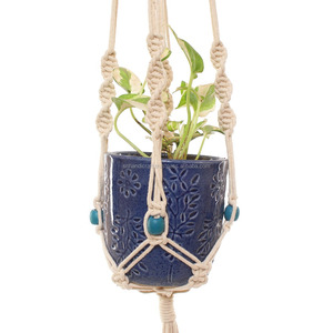 Vintage Macramé Cintre De Plante Pot De Fleur Jardin Support Jambes Corde Suspendue - Product Image 2