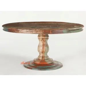 Mesa de comedor de madera reciclada maciza antigua, muebles de comedor Vintage plegables de diseño moderno para uso doméstico - Product Image 1