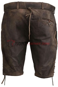 Lederhosen bavaroises en cuir marron foncé, style vintage unique, sur mesure, décontractées, taille mi-haute, en daim de chèvre, séchage rapide, couleur unie - Product Image 2