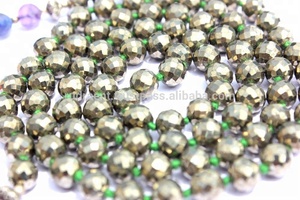 Fait à la main 108 Mala perles de haute qualité 7 Chakra noué diamant améthyste collier religieux indien artiste pyrite pierre précieuse pour cadeau - Product Image 5