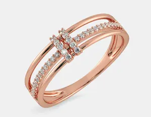 0.35กะรัตสีขาวเพชร Rose Gold แหวนแฟนซีสำหรับสตรี,แฟนซีแหวนเพชรสำหรับสาว14K Rose Gold ซื้อออนไลน์