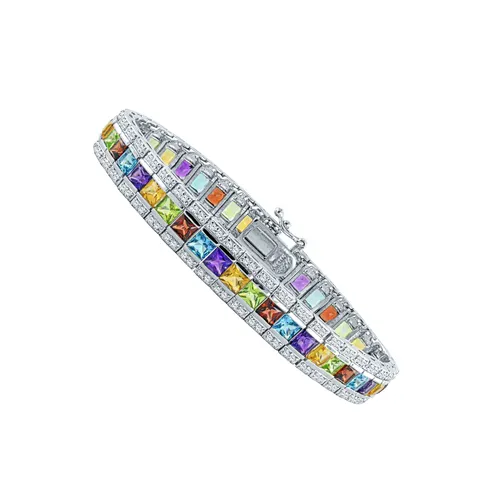 Direct du fabricant de bijoux personnalisé bracelet de tennis en argent sterling 925 clouté avec des pierres précieuses