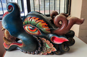 ทำด้วยมือคุณภาพสูงหน้ากากไม้มังกรแขวนผนังที่ยอดเยี่ยมรูปแบบศิลปะทางศาสนารูปแบบต้นไม้ชนิดหนึ่งตกแต่งชิ้นเนปาล-ยอดเยี่ยม - Product Image 3